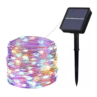 Solcelle kobber lyskæde - 20 M 200 LED - Flerfarvet lys